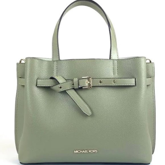 Michael Kors Handbags - Michael Kors Emilia Satchel Crossbody Bag Army Green Pebbled Leather